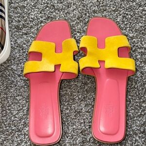Hermes Yellow and Pink Women's Sandals